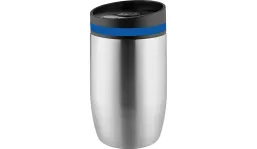 Thermobecher CremaOfficinaBudget silber/Ring blau