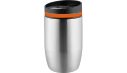 Thermobecher CremaOfficinaBudget silber/Ring orange
