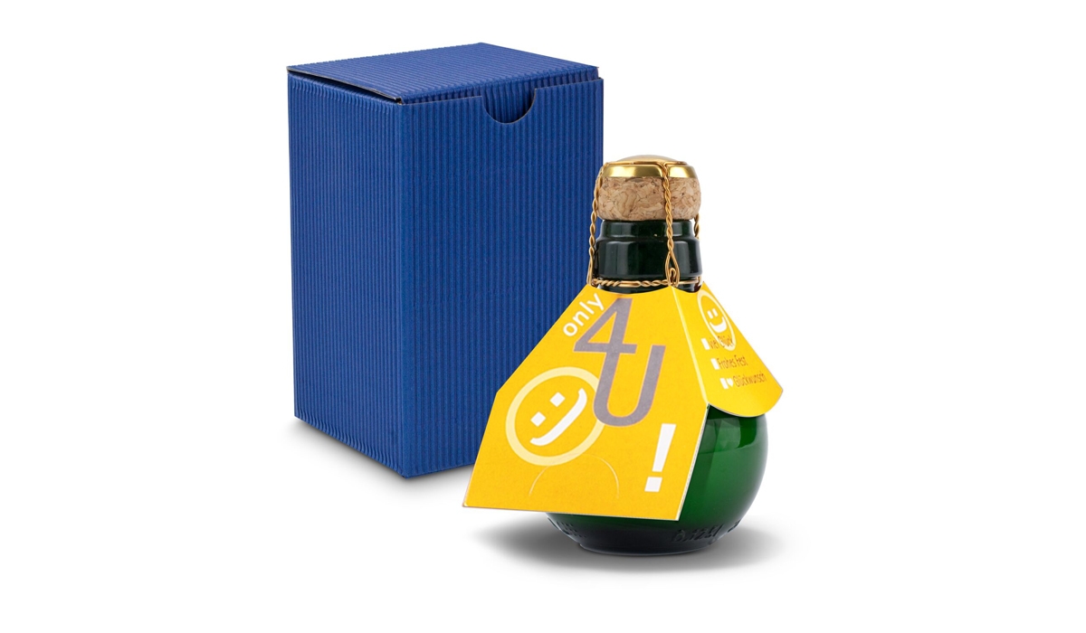 Origineller Sekt Only 4 u - Karton Blau, 125 ml