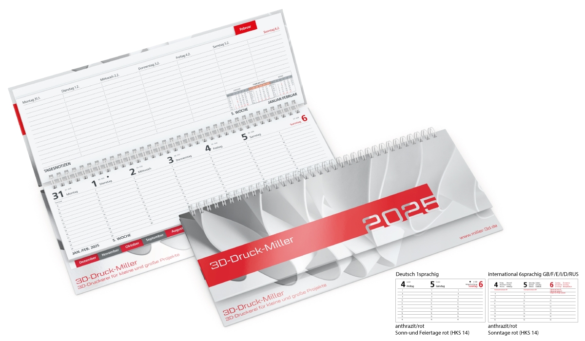 Tischquerkalender 2025 Tempo Register Kunststoff