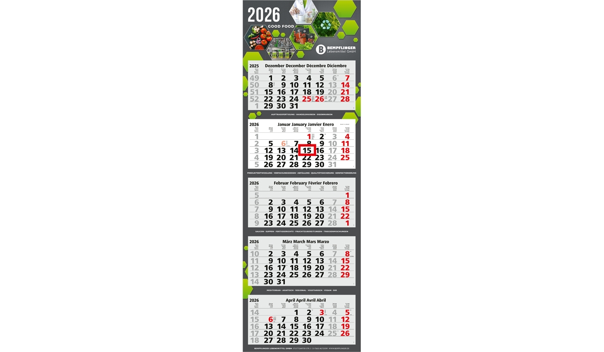 5-Monatskalender 2026 Penta Light 5 Standard