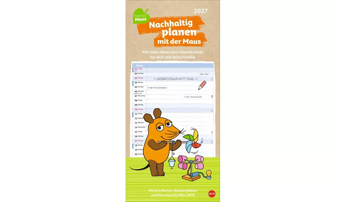 Heye Nachhaltig Planen mit der Maus Kalender 2027