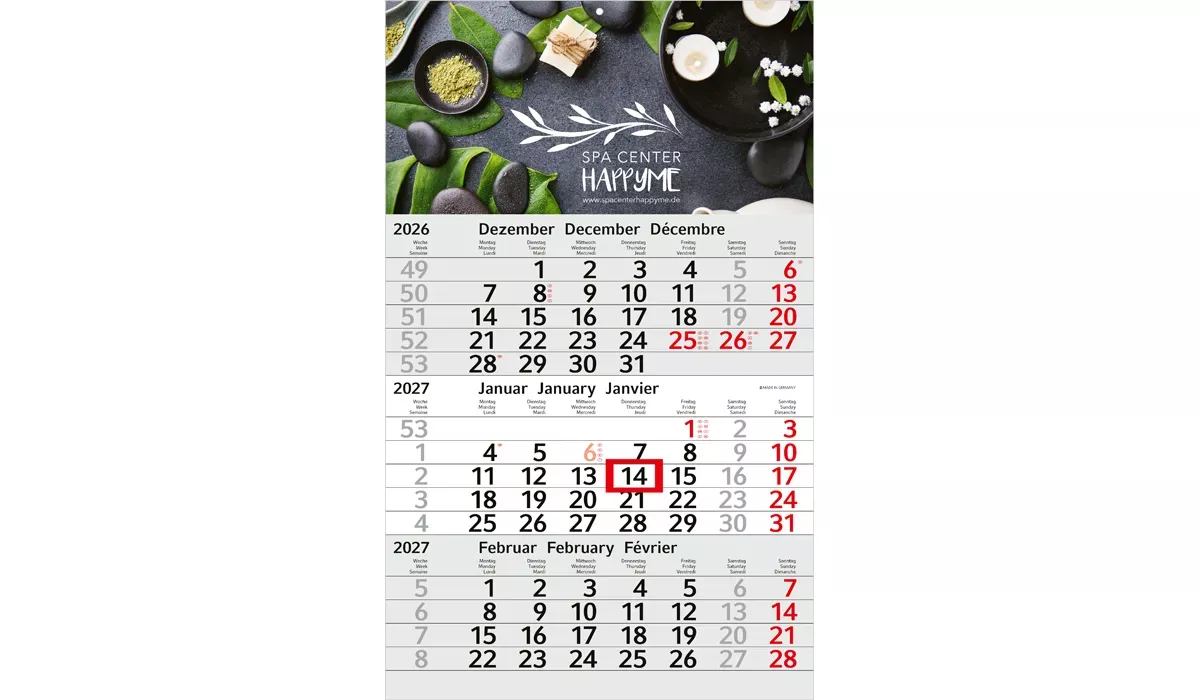 3-month calendar 2027 Budget 3