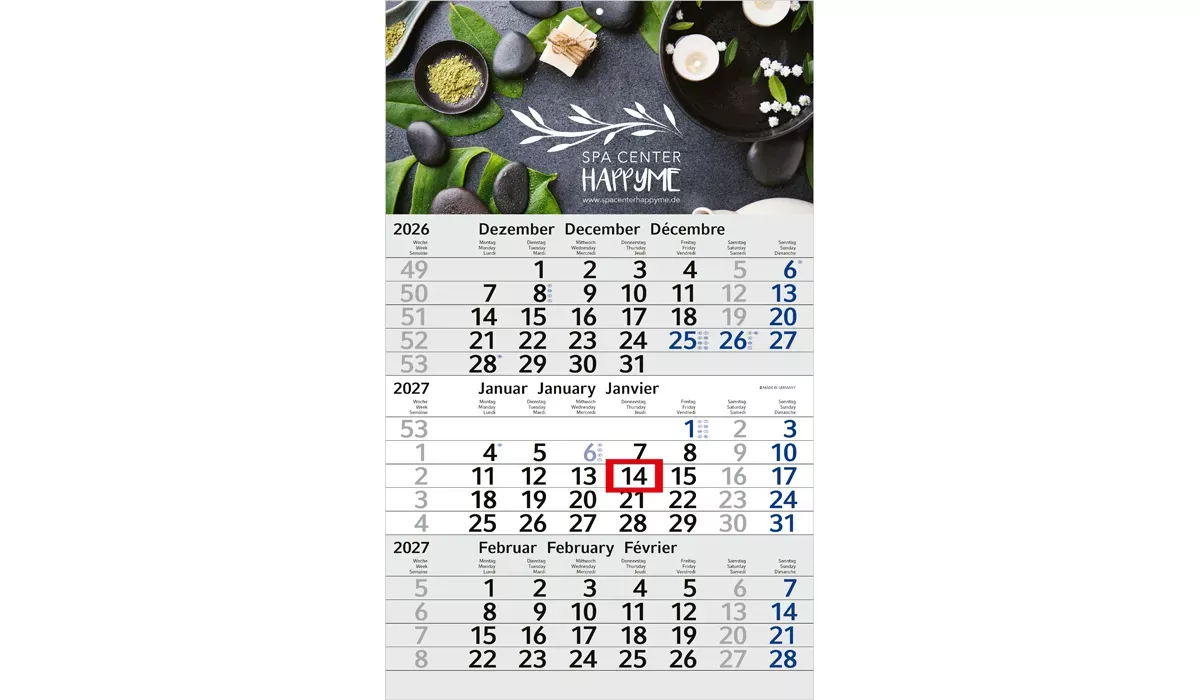 3-month calendar 2027 Budget 3
