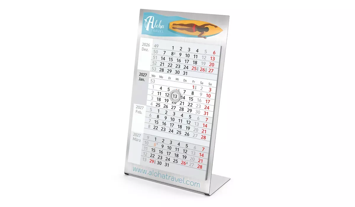 4-Monatskalender 2027 Desktop 4 Steel 2-Jahre