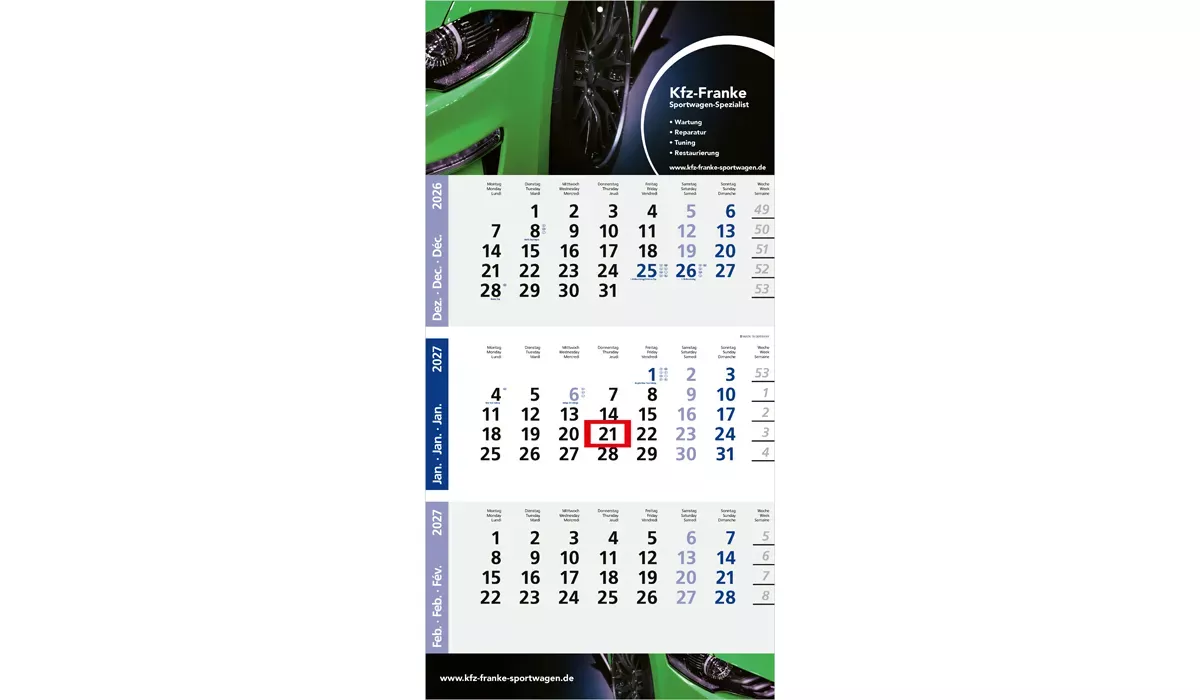 3-month calendar 2027 Logic 3 Post B