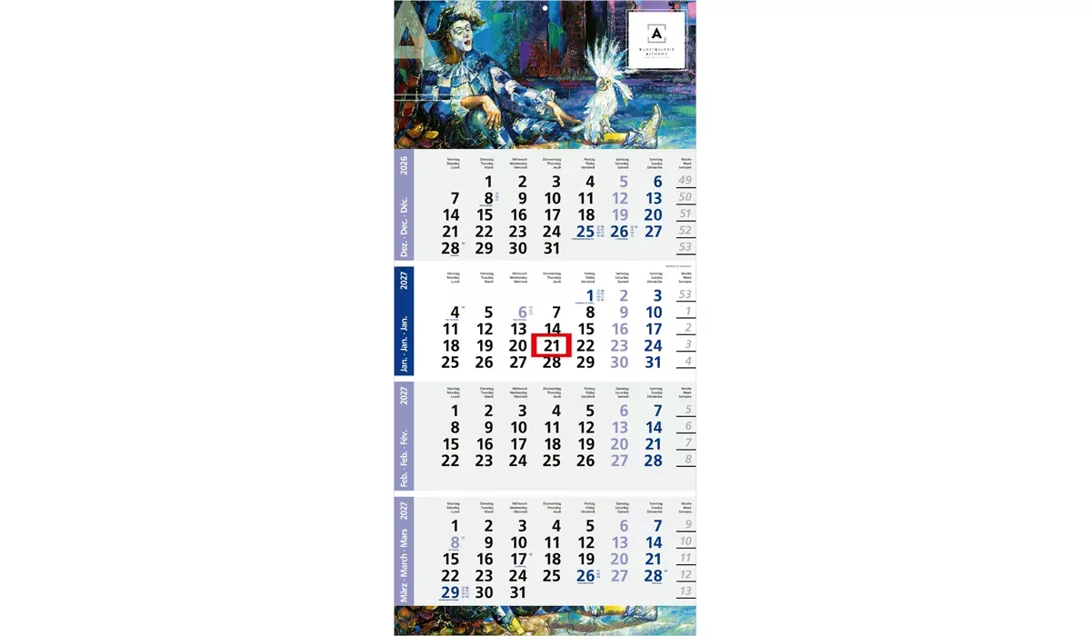 4-month calendar 2027 Logic 4 Post B