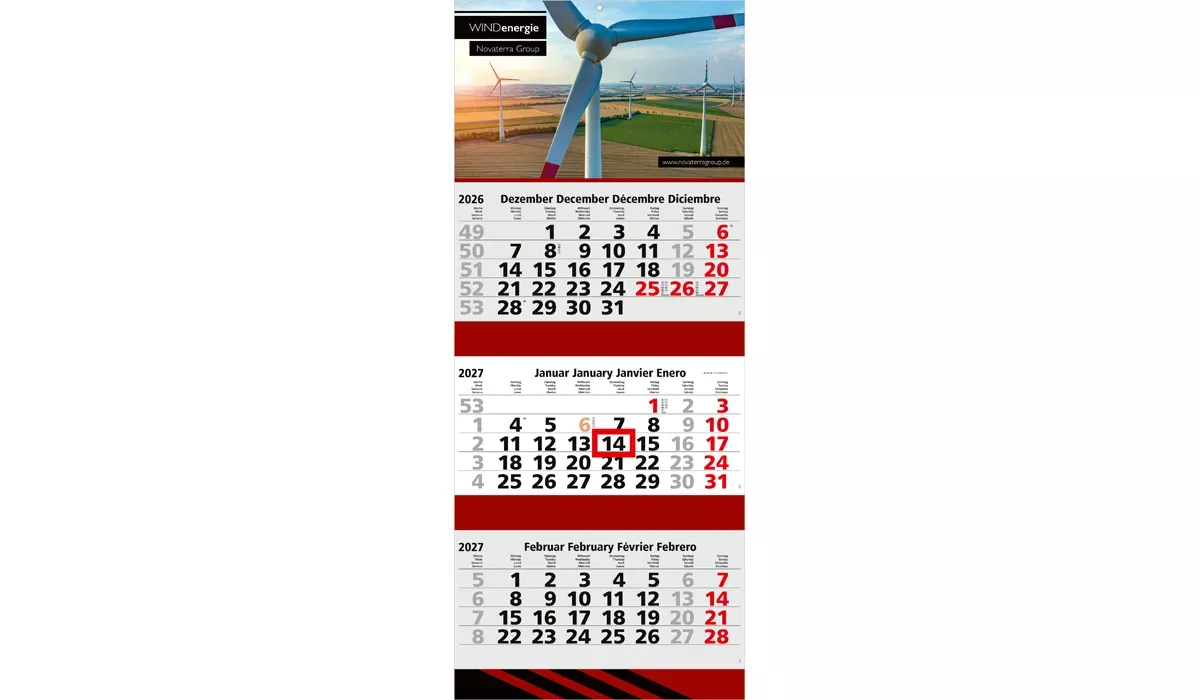 3-Monatskalender 2027 Maxi 3 Post Bestseller