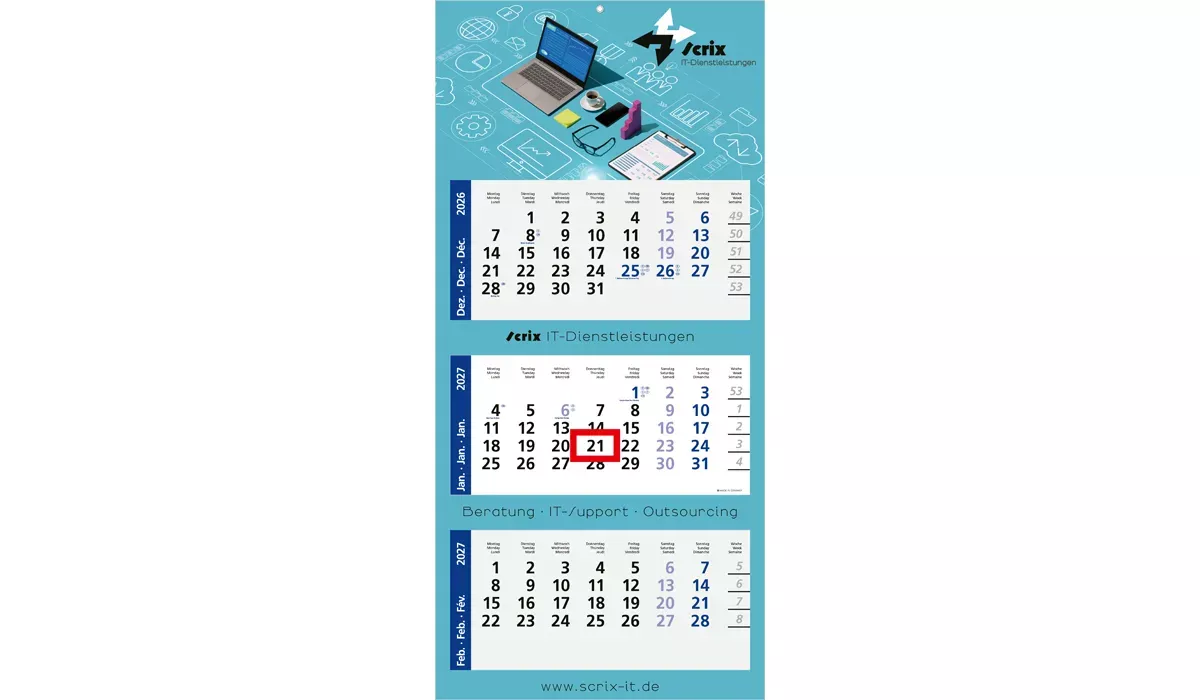 3-Monatskalender 2027 Maxi Light 3