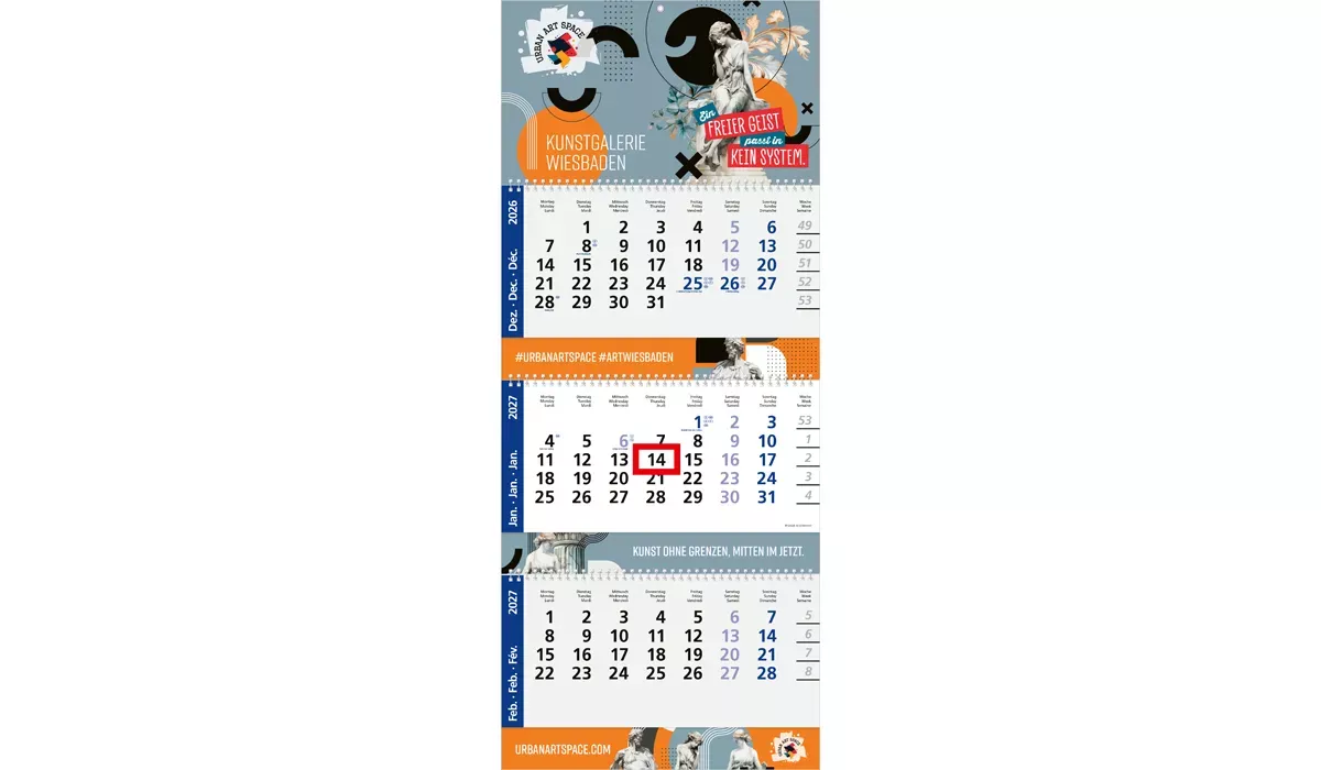 3-month calendar 2027 Maxi Wire-O 3