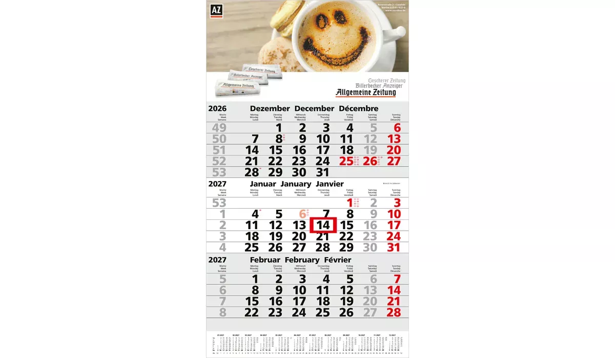 3-month calendar 2027 Primus 3 A