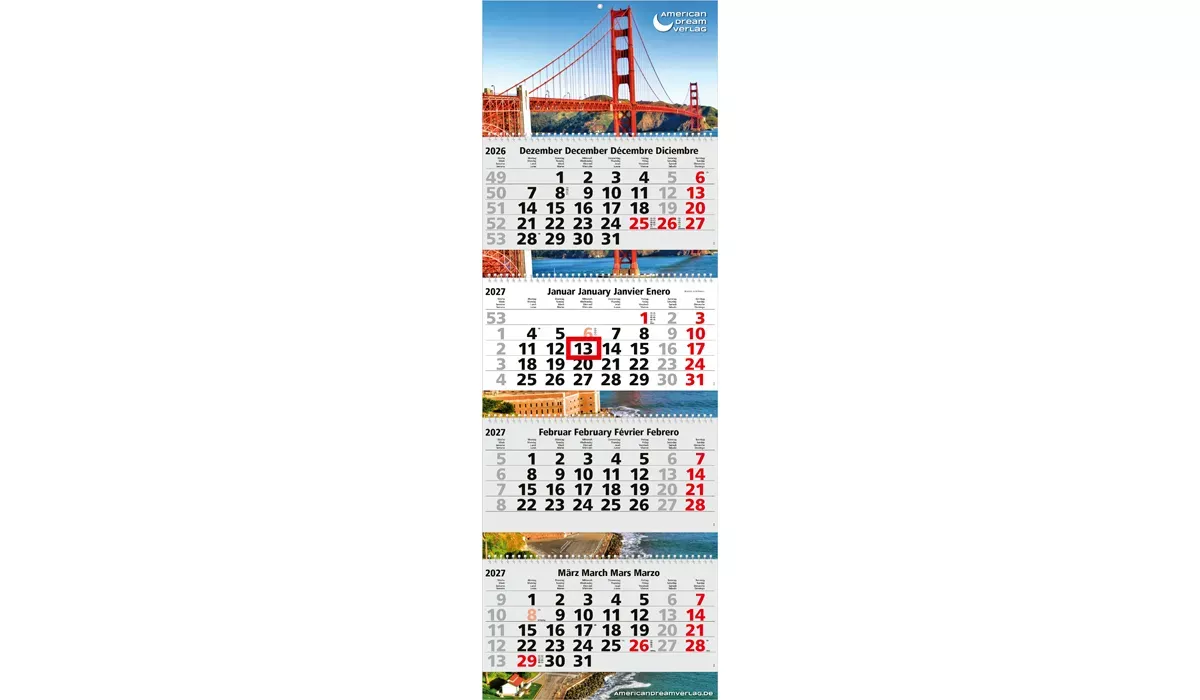 4-month calendar 2027 Quadro Wire-O 4 bestseller