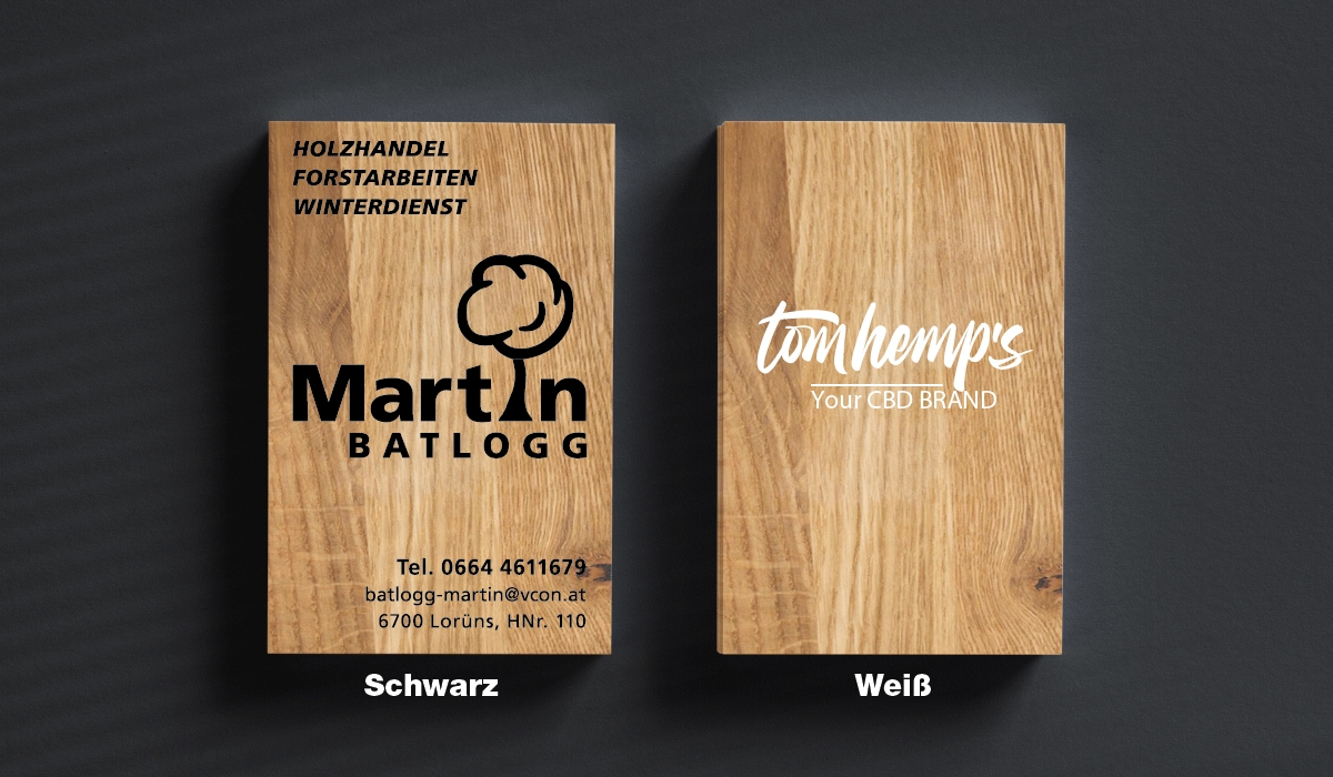 Business card made of oak