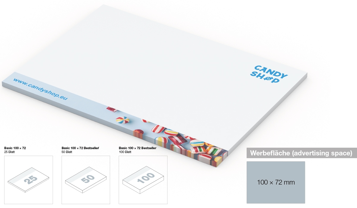 Haftnotizblock Basic 100 x 72 mm