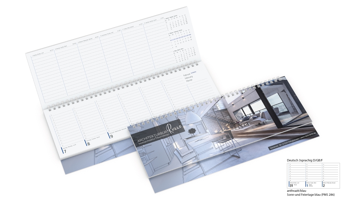 Tischquerkalender 2025 Compact Kunststoff