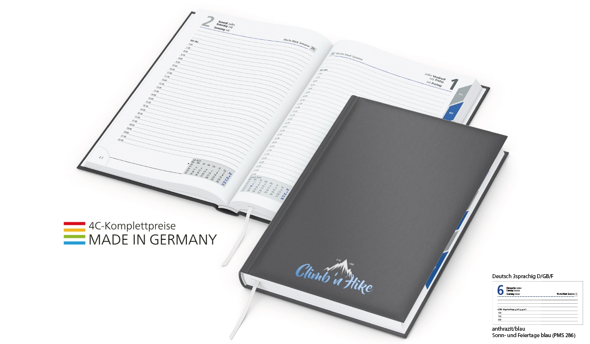 Buchkalender 2026 Manager Register Future inklusive Siebdruck-Digital