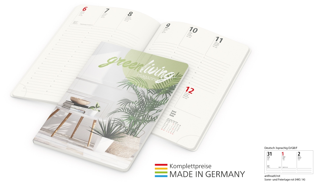 Buchkalender 2025 Prestige-Flexx Naturkarton Recycling