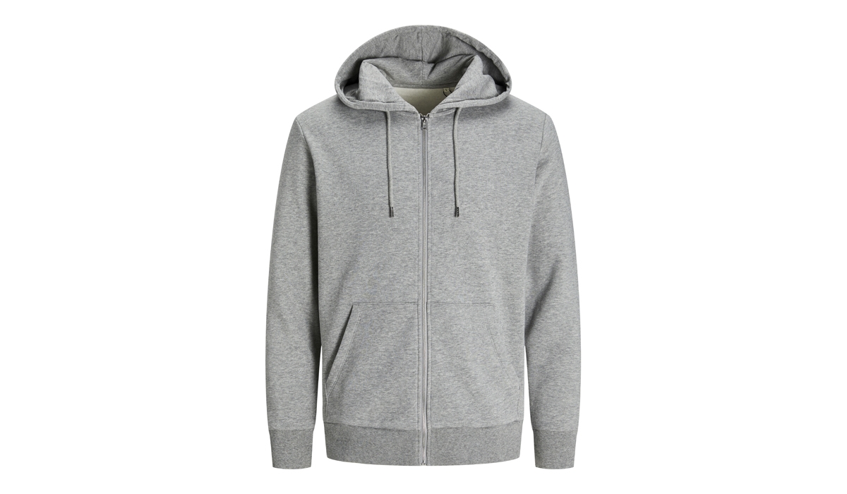 JACK & JONES - JACK & JONES - Day Zip Hooded Sweat Blk3907 -  light grey melange 