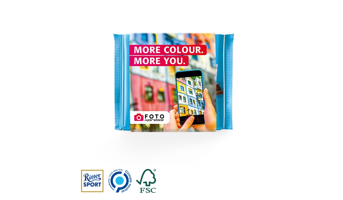 Ritter SPORT 100g mit Werbeschuber