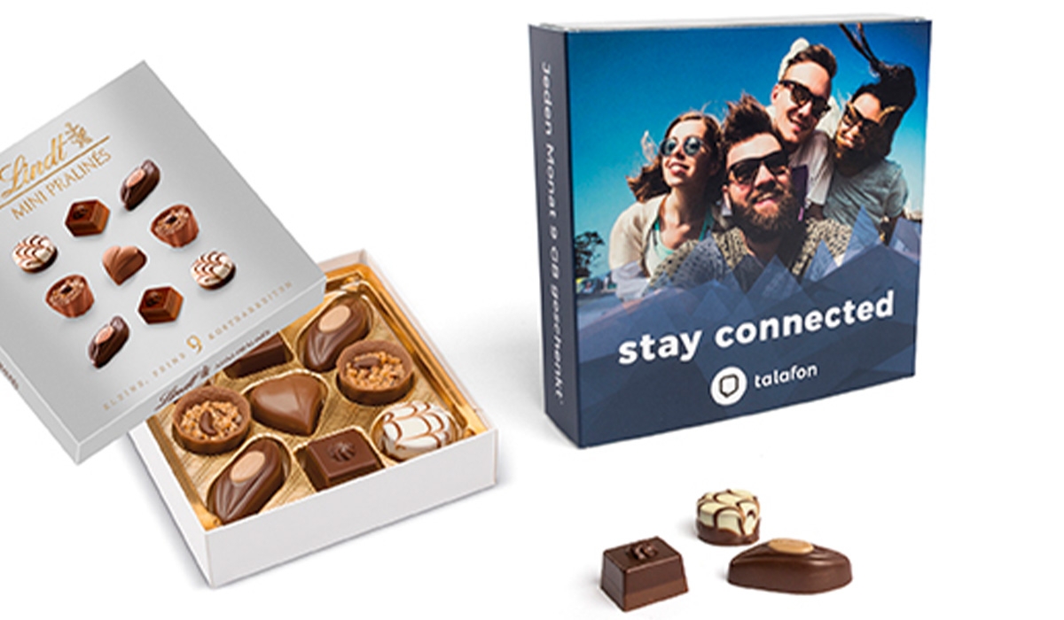Lindt Mini Pralinés im Werbeschuber