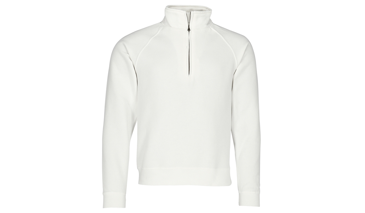 Premium Zip Neck Sweat Shirt Unisex - weiß