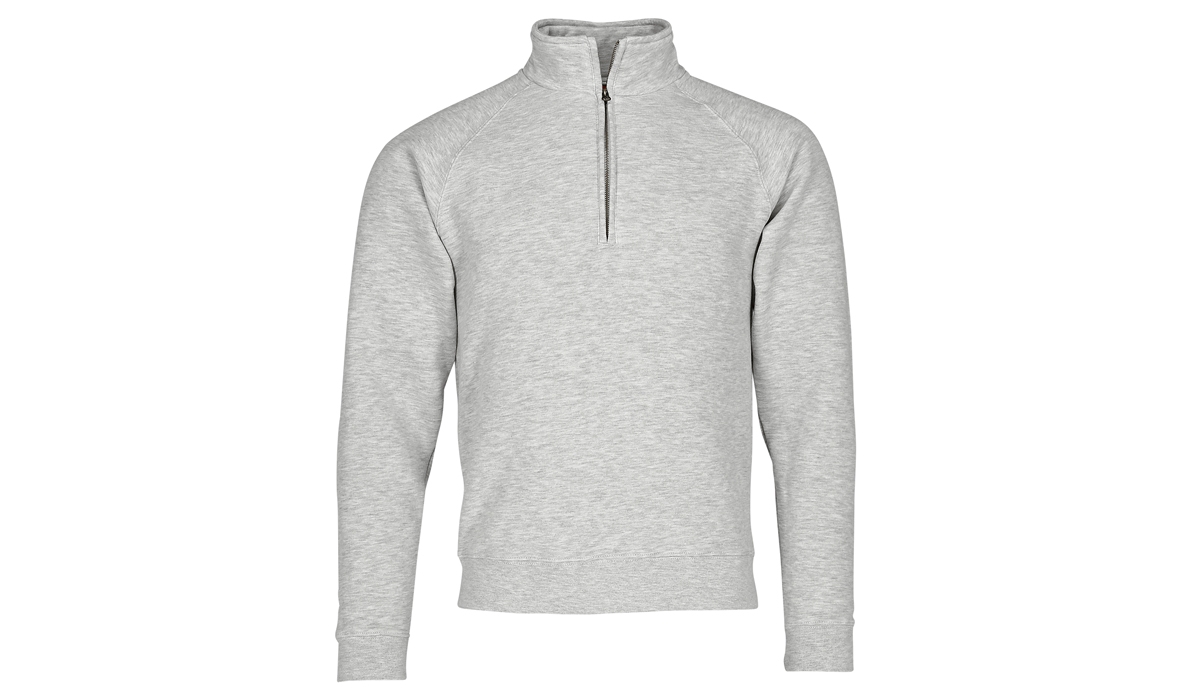 Premium Zip Neck Sweat Shirt Unisex - graumeliert