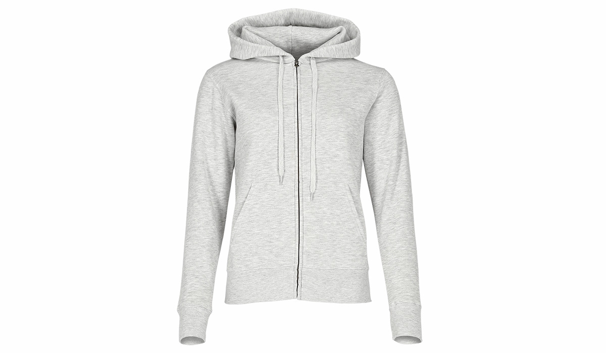 Premium Kapuzen-Sweatjacke Ladies - graumeliert