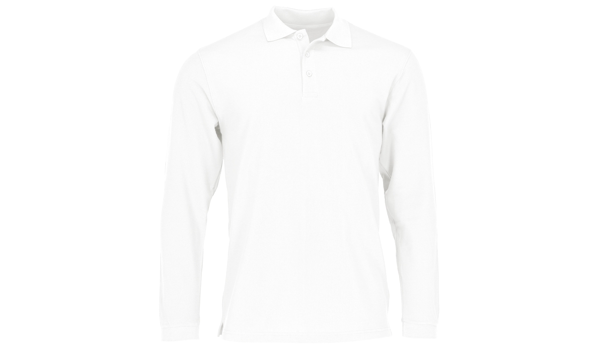 premium long sleeve polo unisex - white