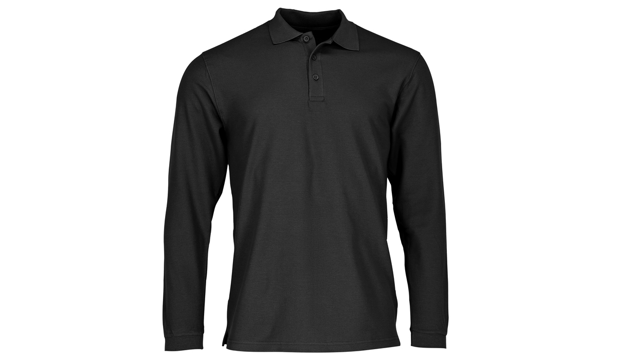 premium long sleeve polo unisex - black