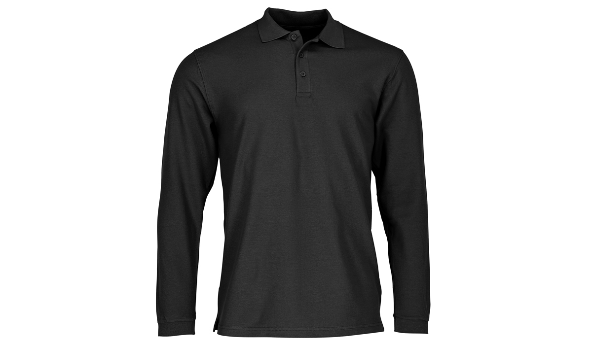 Premium Langarm-Polo Unisex - schwarz