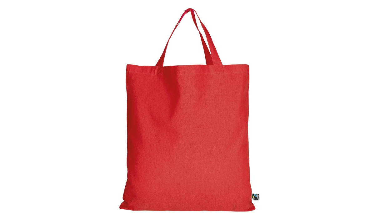 Tasche aus Fairtrade-Baumwolle mit zwei kurzen Henkeln - rot