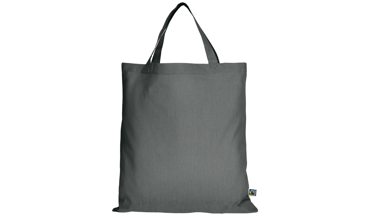 Tasche aus Fairtrade-Baumwolle mit zwei kurzen Henkeln - stahlgrau