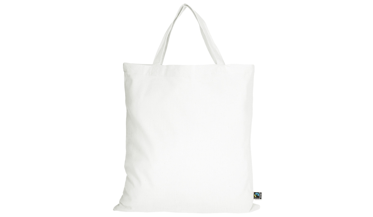 Tasche aus Fairtrade-Baumwolle mit zwei kurzen Henkeln - weiß