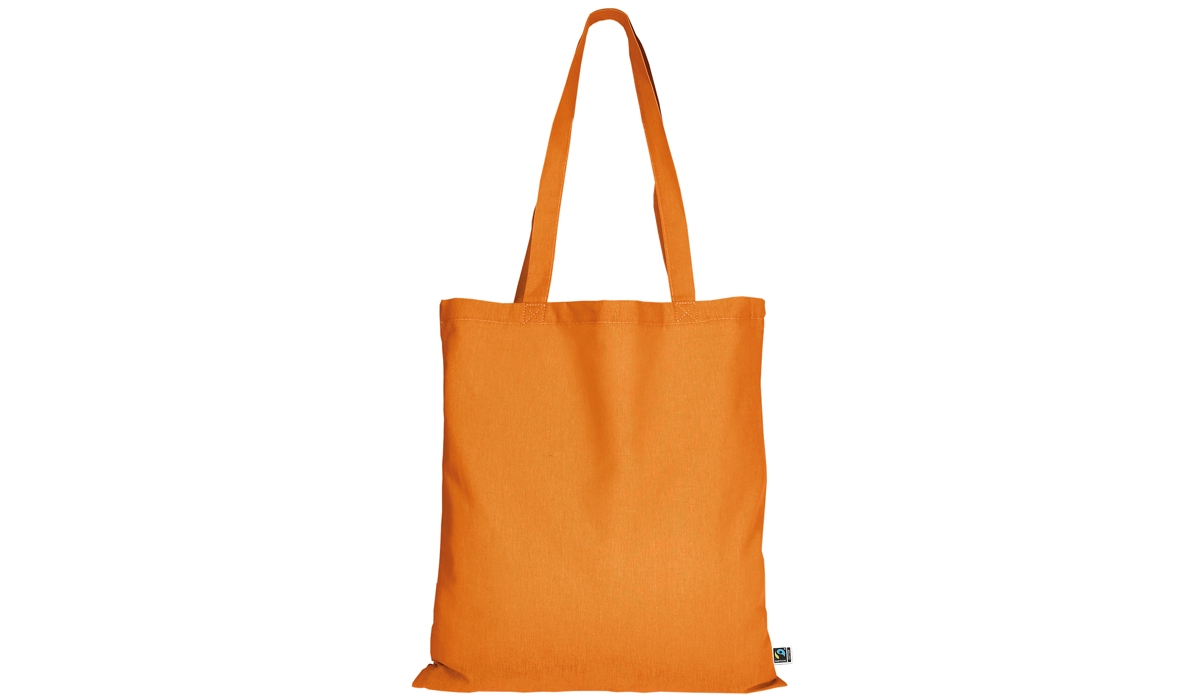 Fairtrade cotton bag with two long handles - mandarin