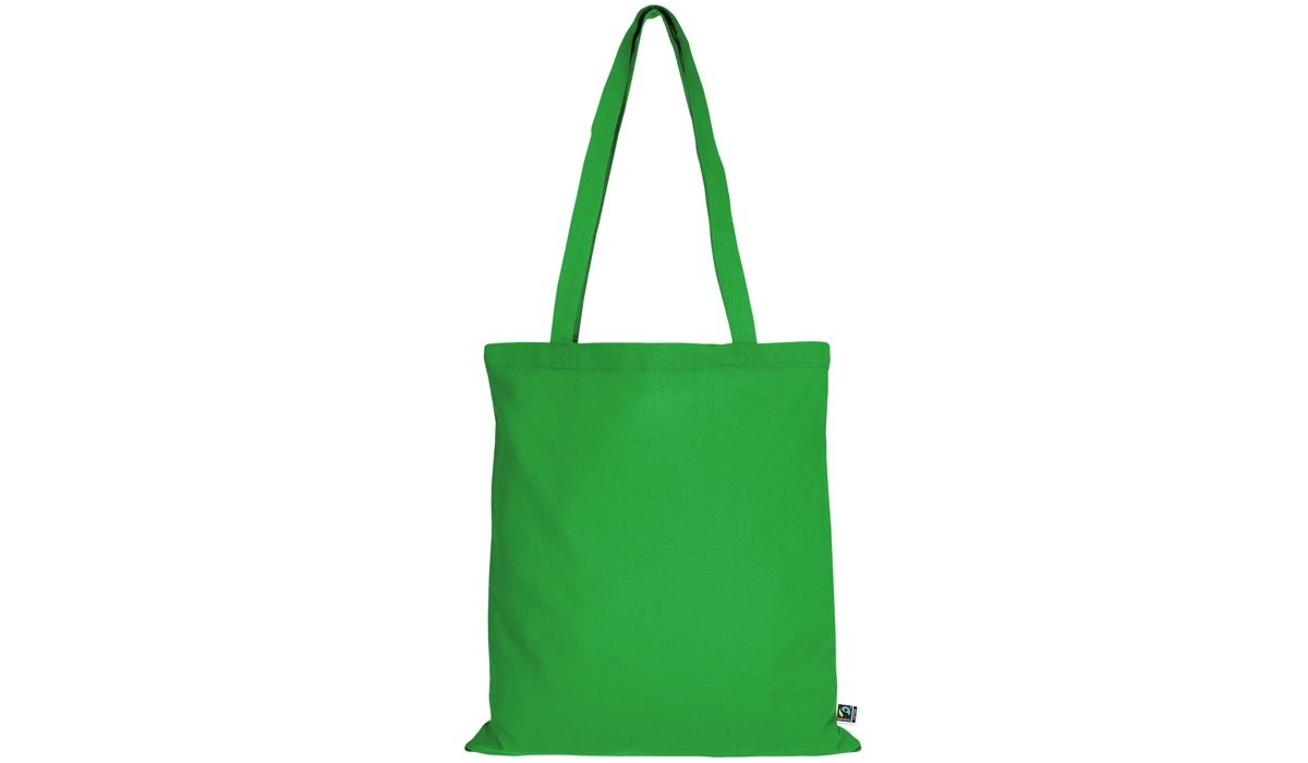 Tasche aus Fairtrade-Baumwolle mit zwei langen Henkeln - maigrün