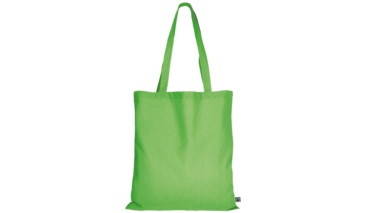 Tasche aus Fairtrade-Baumwolle mit zwei langen Henkeln - hellgrün