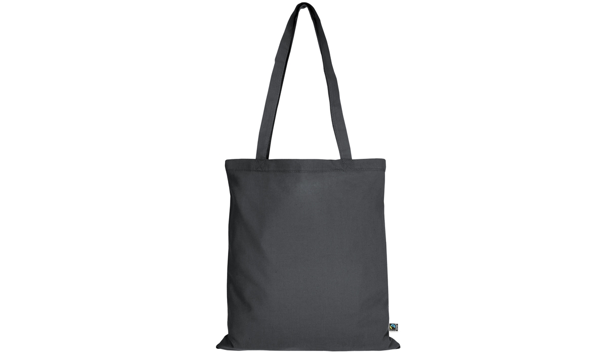 Fairtrade cotton bag with two long handles - anthracite