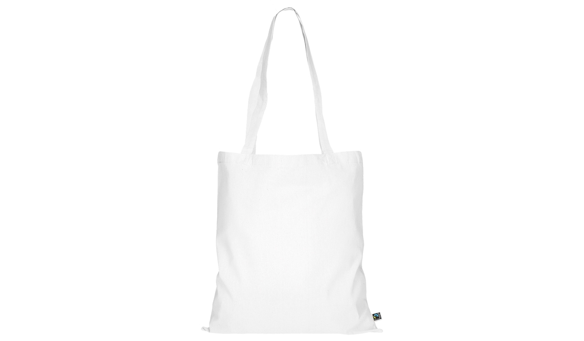 Tasche aus Fairtrade-Baumwolle mit zwei langen Henkeln - weiß