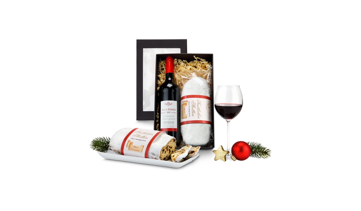 Geschenkset / Präsenteset: Rotwein & Stollen