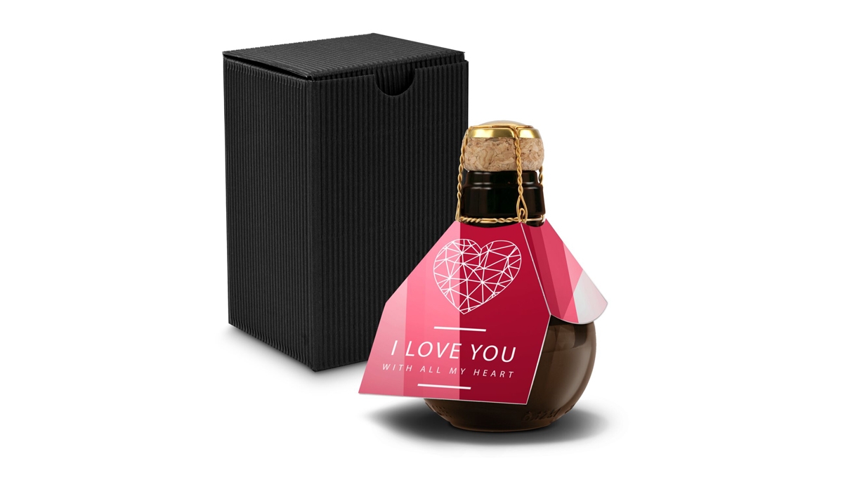 Origineller Sekt I love u - Karton Schwarz, 125 ml