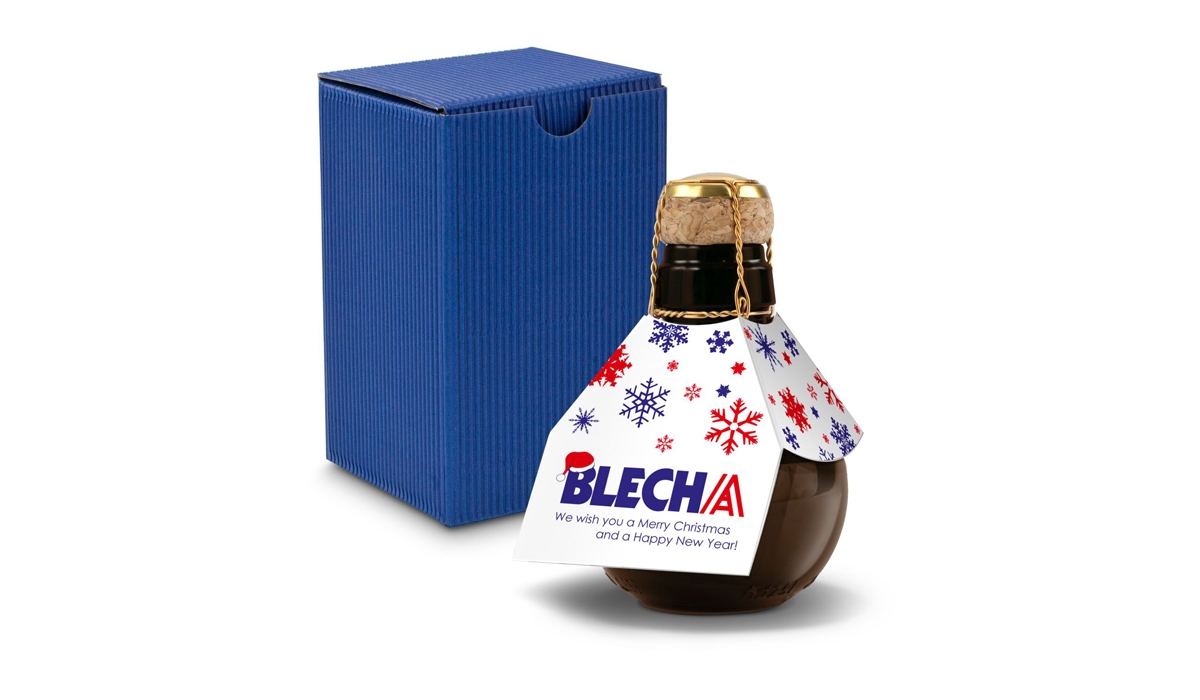 Small sparkling wine Customized design - gift box blue, 125 ml