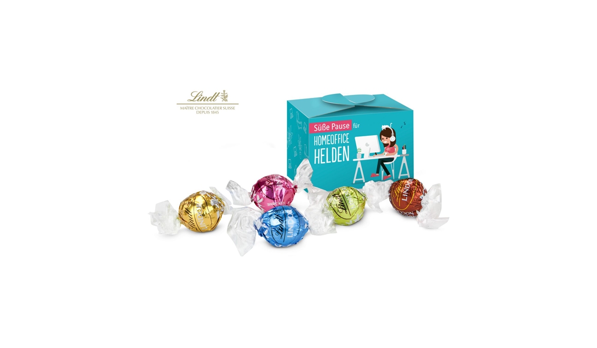 Geschenkartikel / Präsentartikel: Lindt süße Pause fürs Home-Office, 6 Lindorkugeln (ca. 75 g)