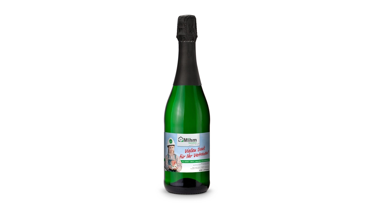 Sparkling wine Cuvée - Bottle green - Capsule black, 0.75 l