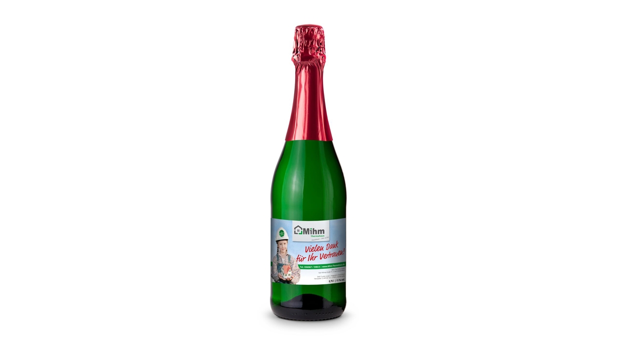 Sparkling wine Cuvée - Bottle green - Capsule red, 0.75 l