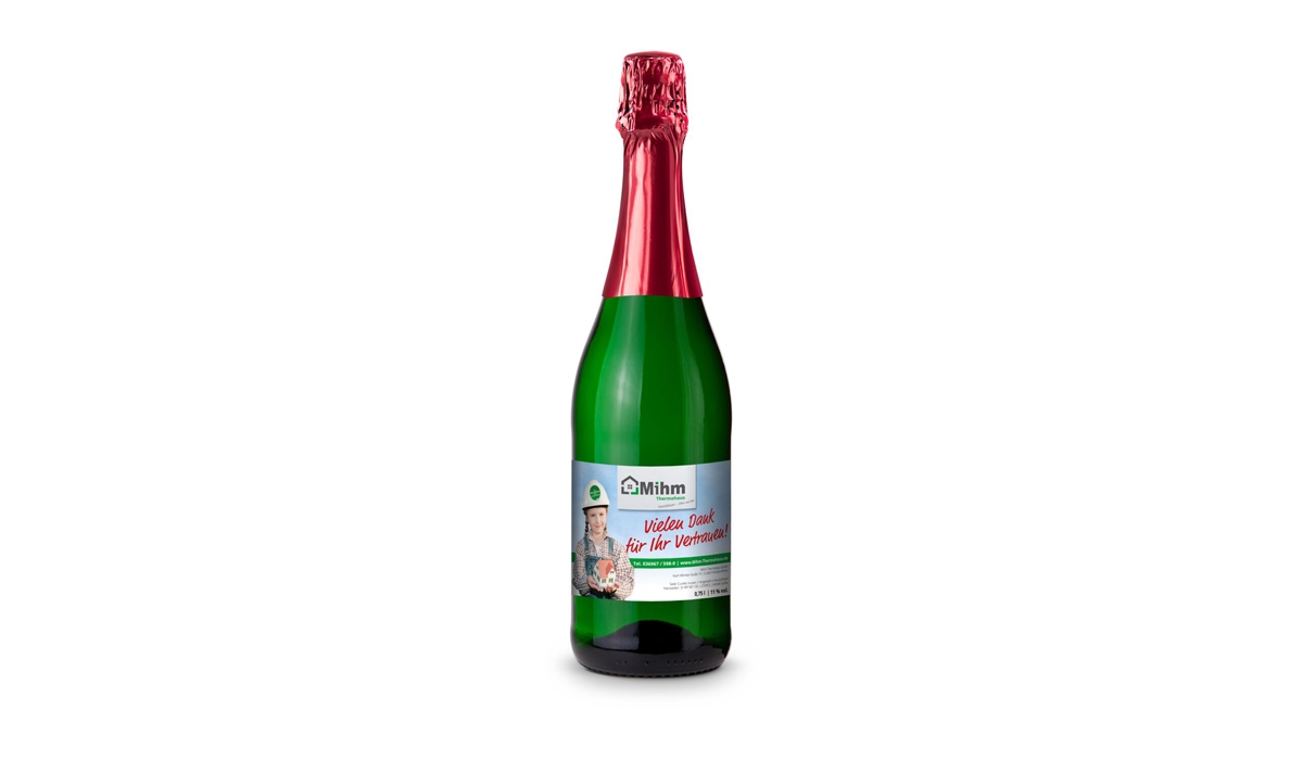 Sekt Cuvée - Flasche grün - Kapselfarbe Rot, 0,75 l