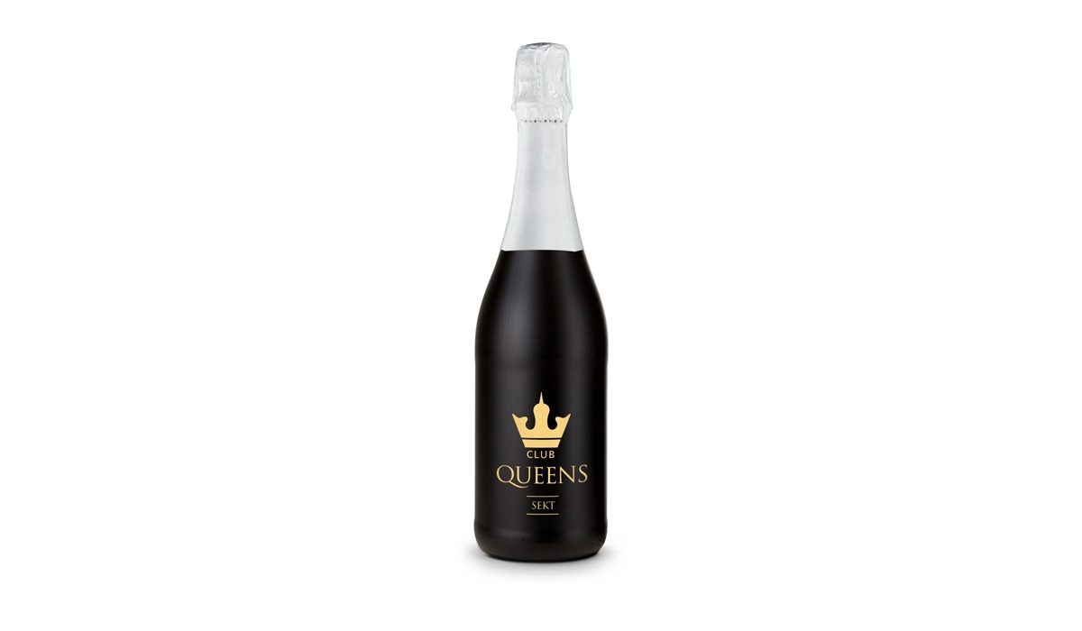 Sekt Cuvée - Flasche schwarz - Kapselfarbe Weiß, 0,75 l
