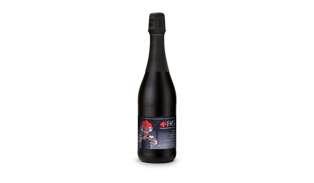 Sekt Cuvée - Flasche schwarz - Kapselfarbe Schwarz, 0,75 l