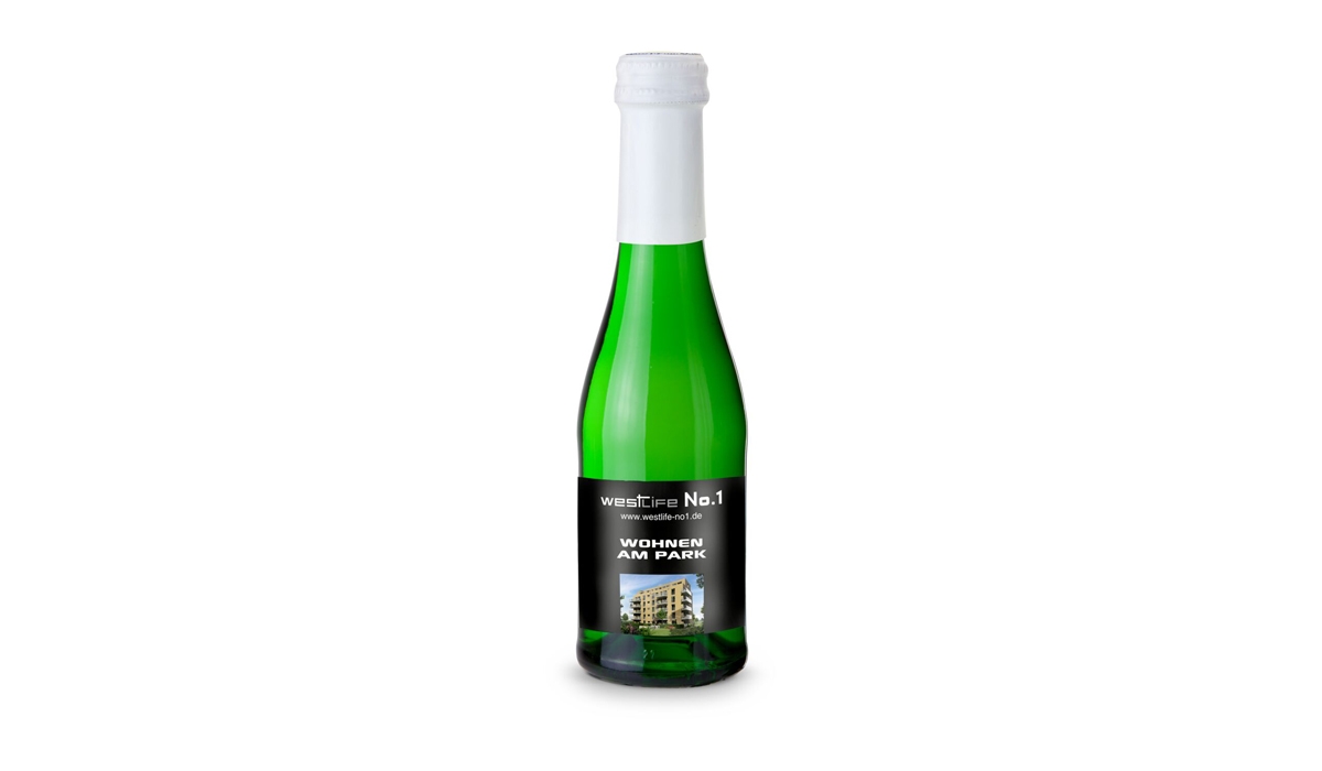 Sekt Cuvée Piccolo - Flasche grün - Kapsel weiß, 0,2 l