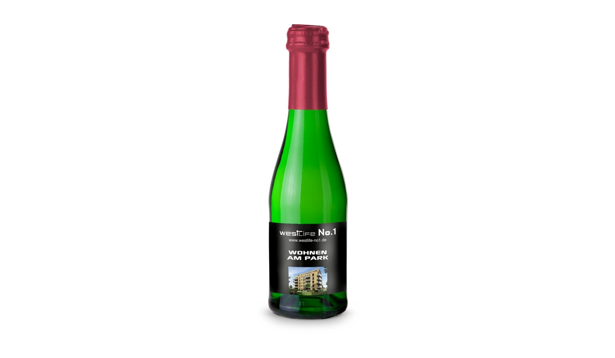 Sekt Cuvée Piccolo - Flasche grün - Kapsel Bordeauxrot, 0,2 l