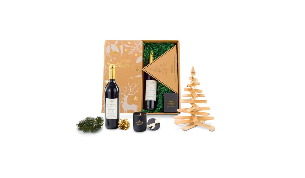 Geschenkset / Präsenteset: Wein-Nachts-Baum